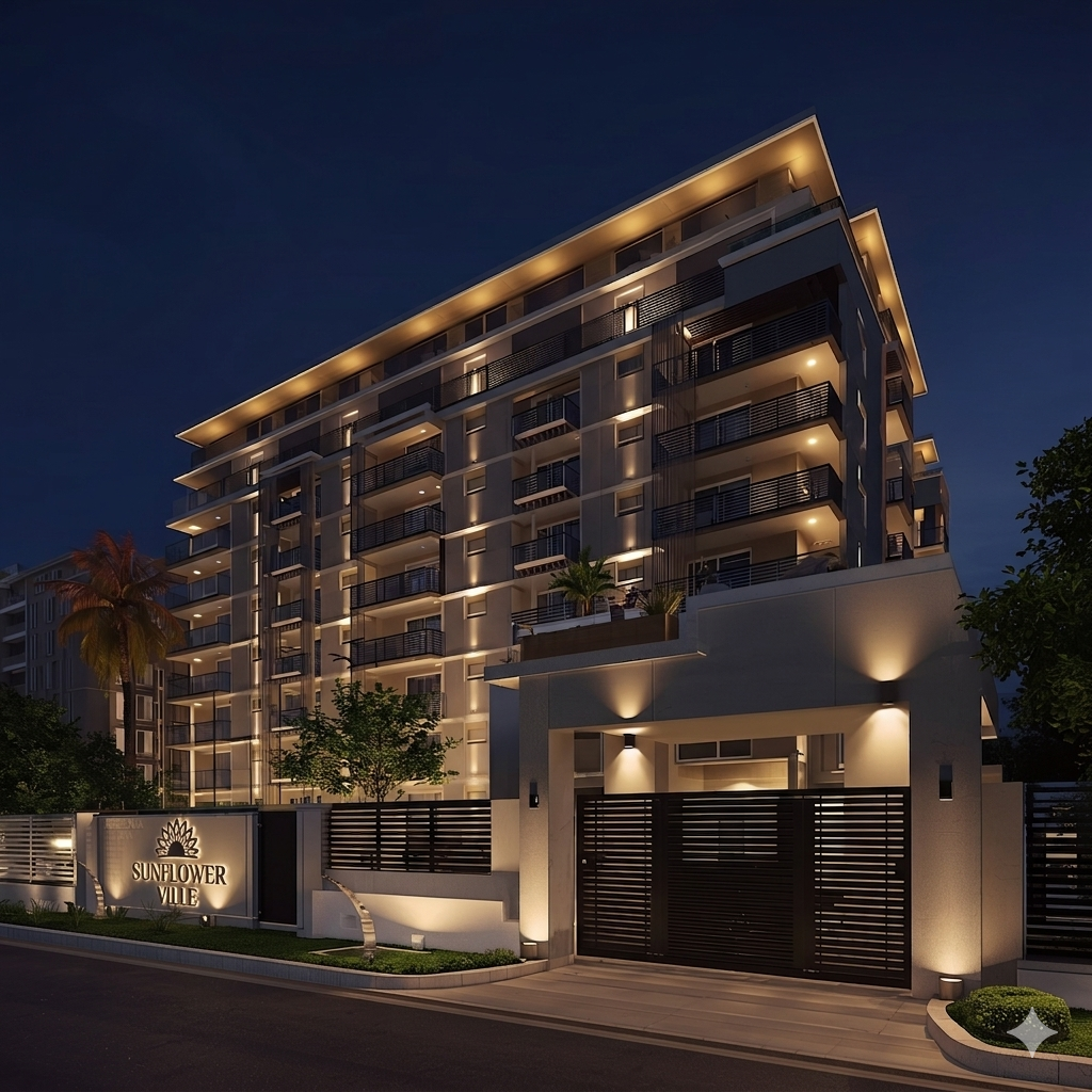 The Sunflower Ville render, night view